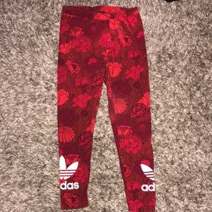 ADIDAS RED FLORAL LEGGINGS